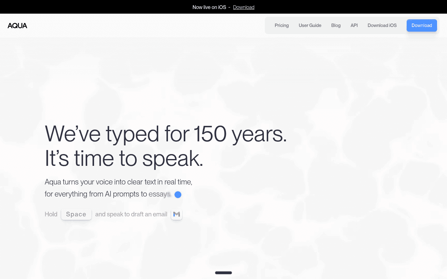 Aqua Voice pricing page showing Starter, Pro, Team, and Enterprise plans