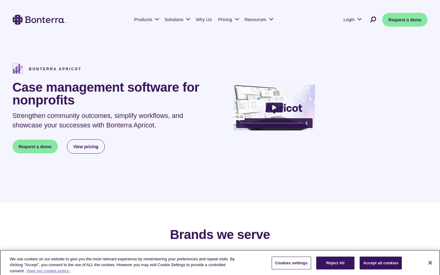 Bonterra Apricot homepage screenshot