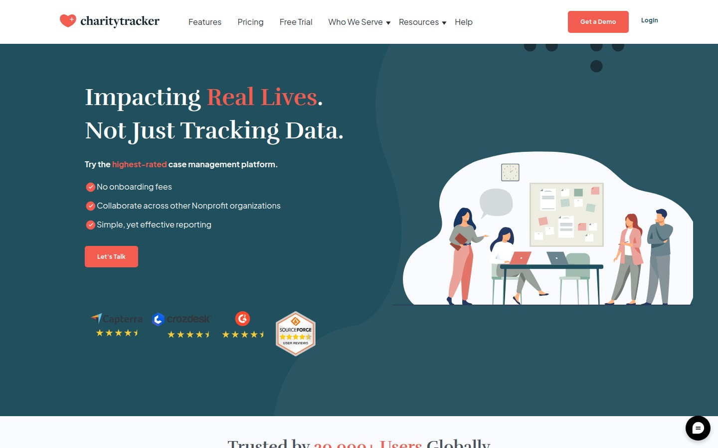 CharityTracker homepage screenshot