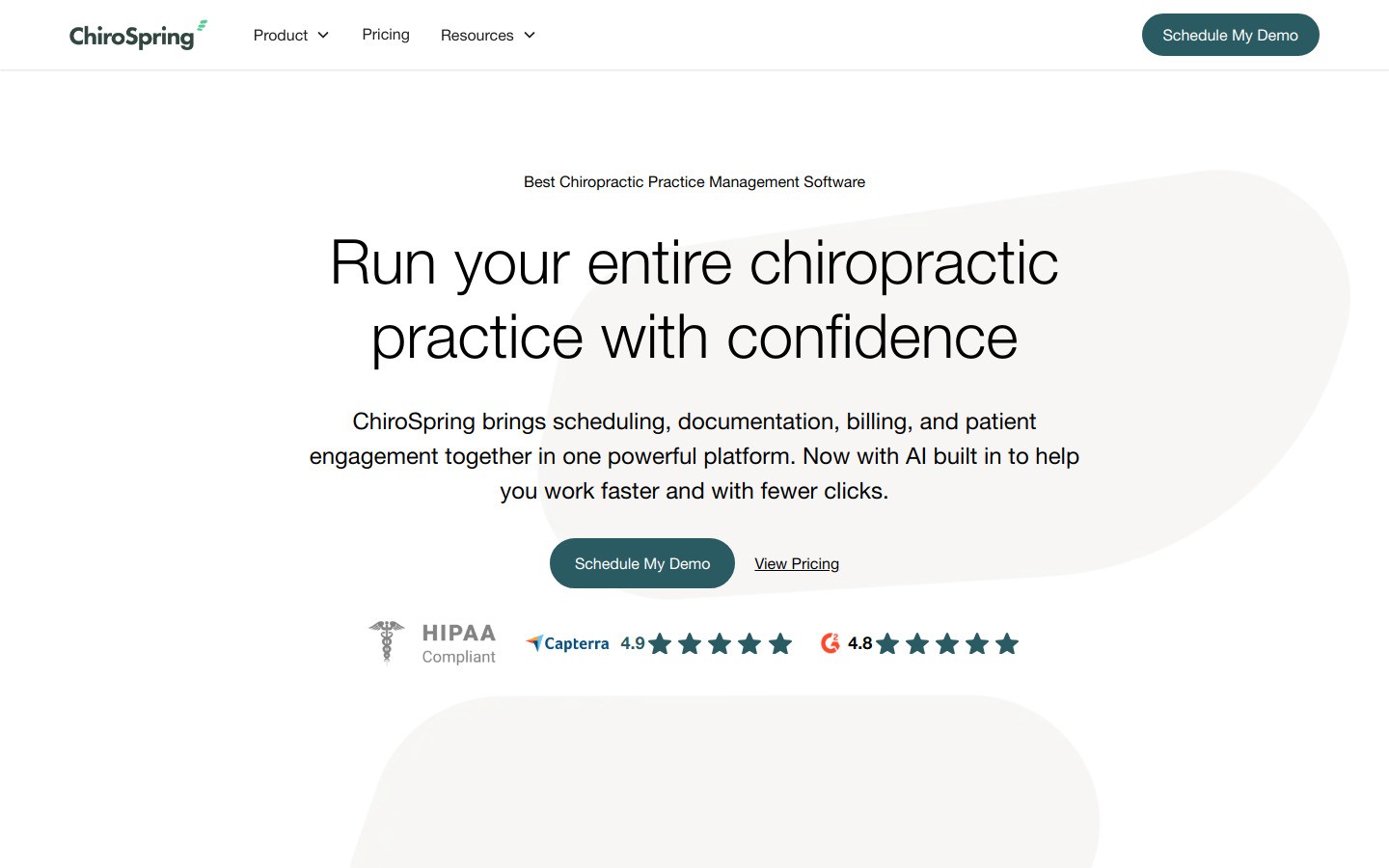 ChiroSpring homepage screenshot