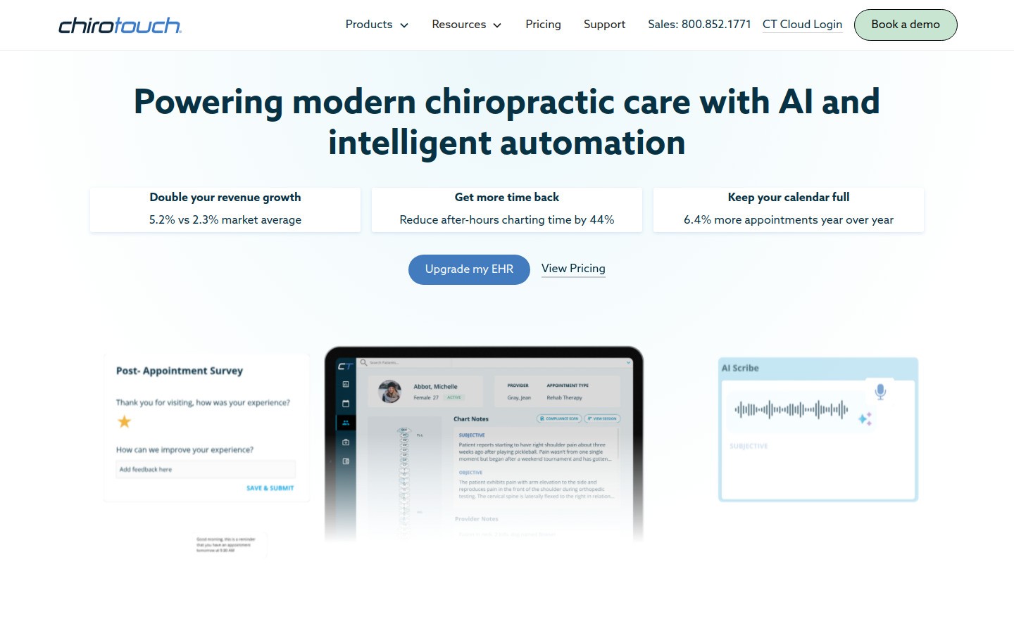 ChiroTouch homepage screenshot