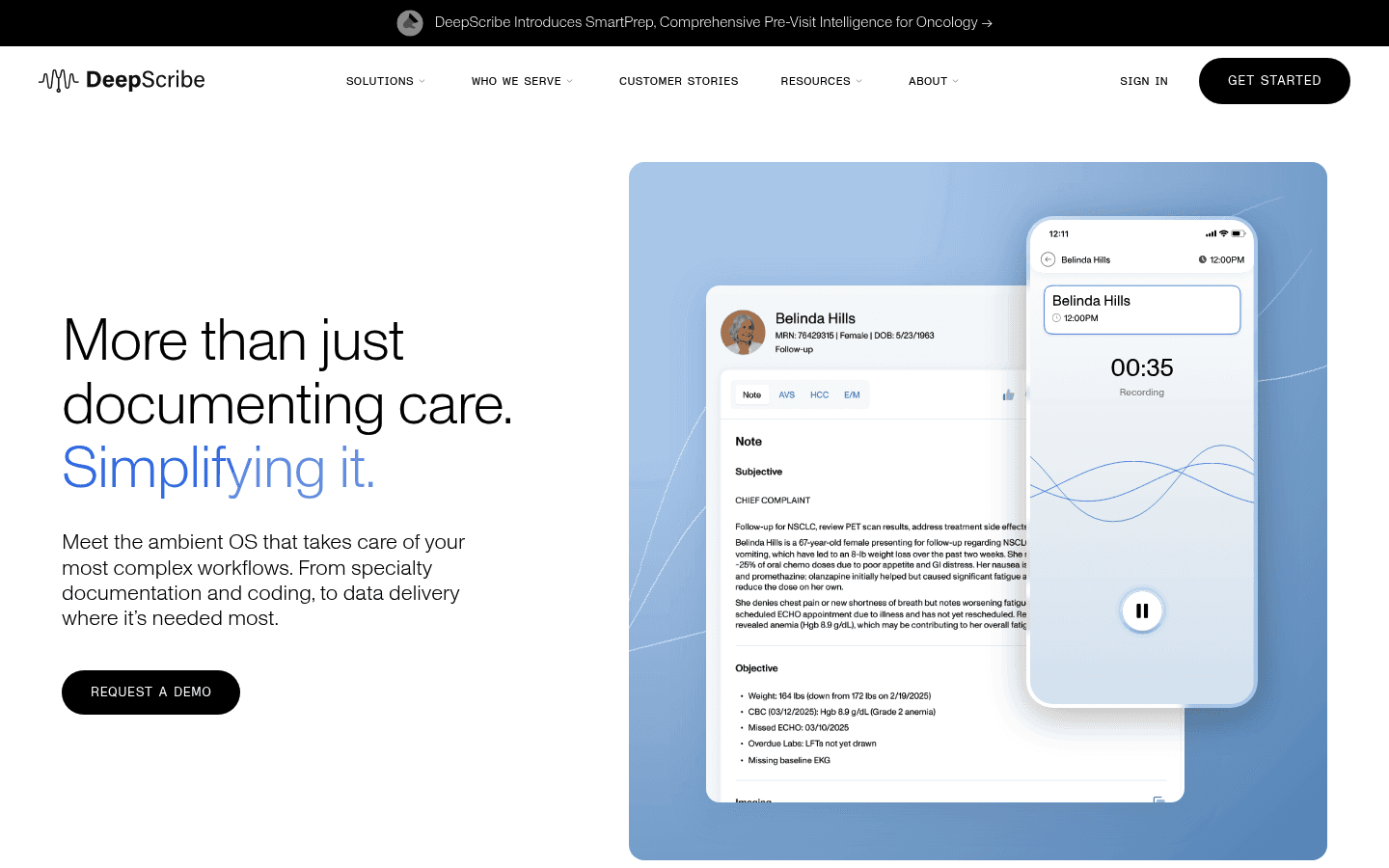 DeepScribe medical documentation screenshot