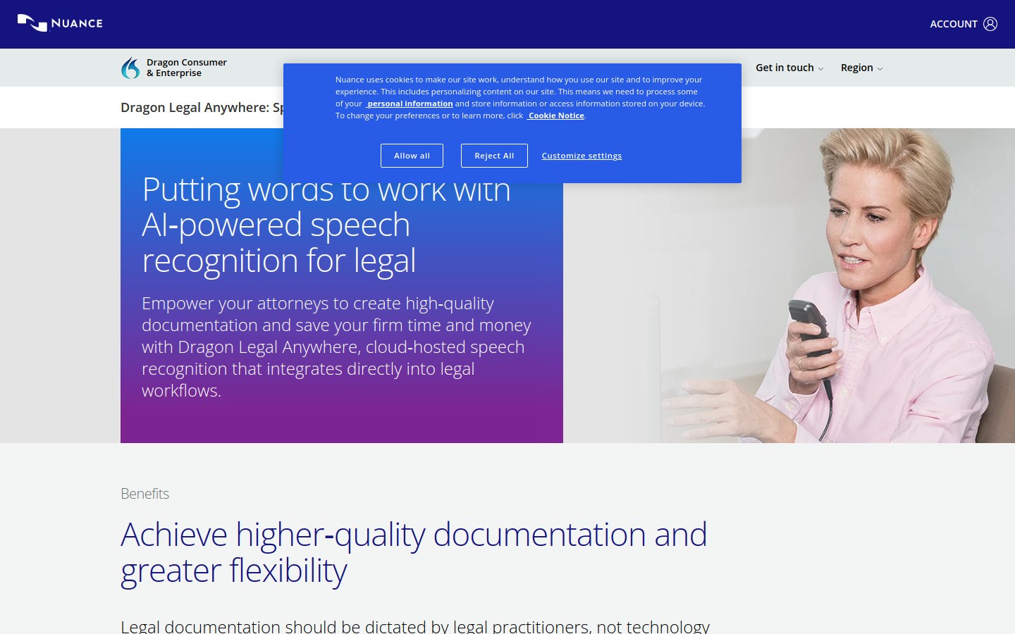 Dragon Legal Anywhere homepage screenshot