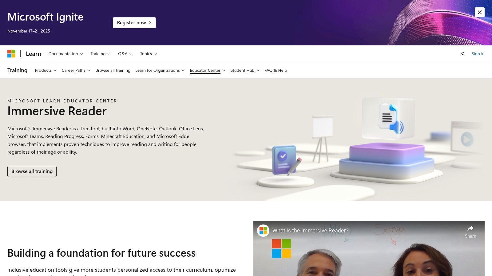 Image illustrant la section sur 10. Lecteur immersif Microsoft