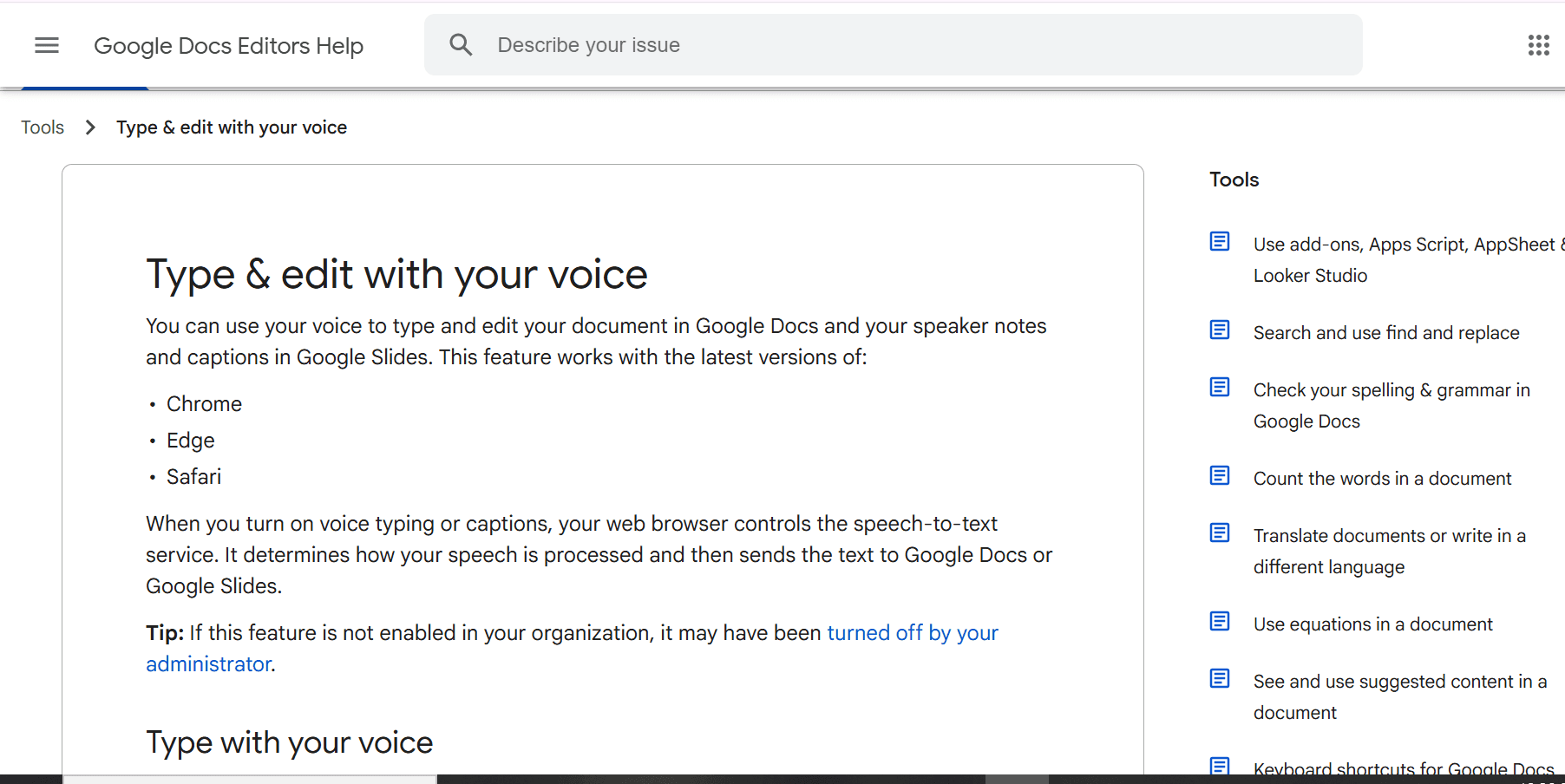 Image accompanying the section on 2. Google Docs Voice Typing