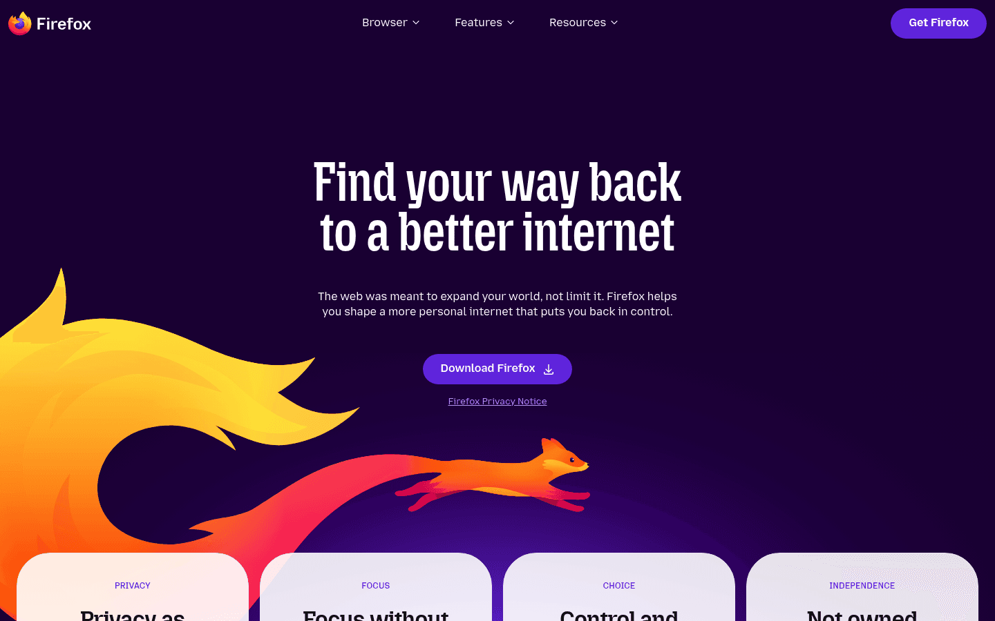 Firefox browser homepage screenshot