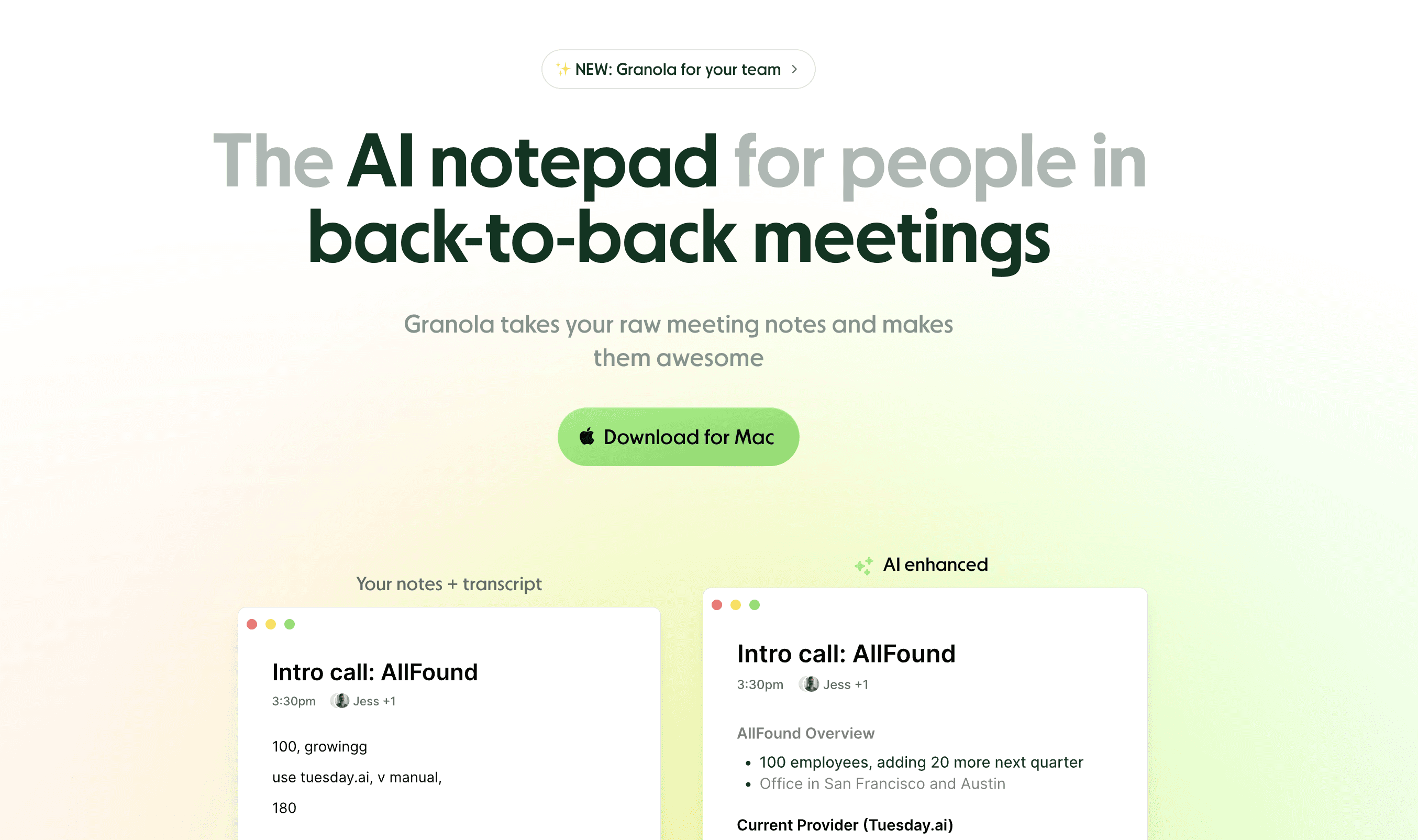 Granola meeting note app screenshot