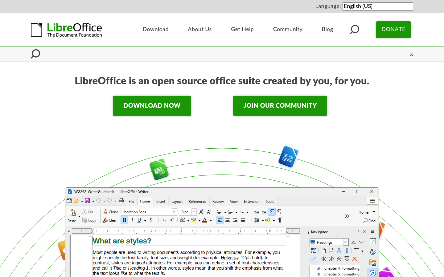 LibreOffice homepage screenshot