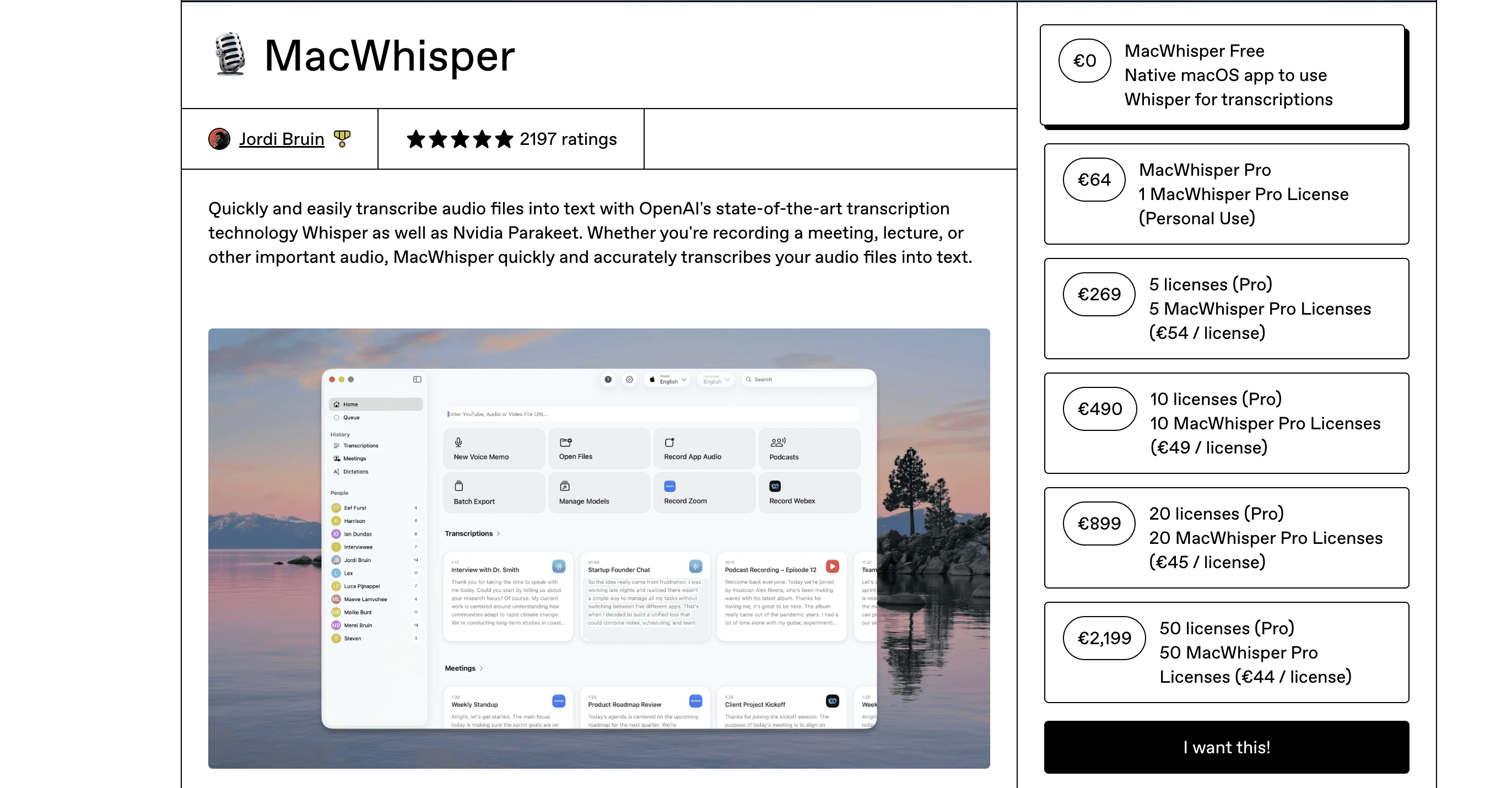 MacWhisper product screenshot