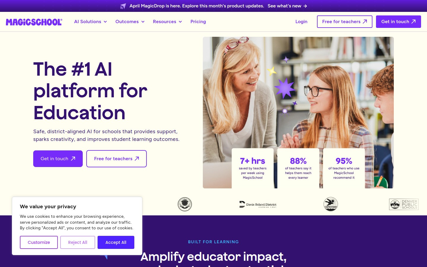 MagicSchool AI homepage screenshot