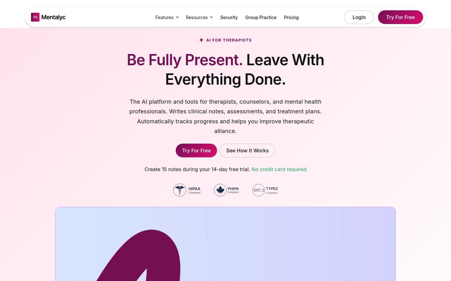 Mentalyc homepage screenshot