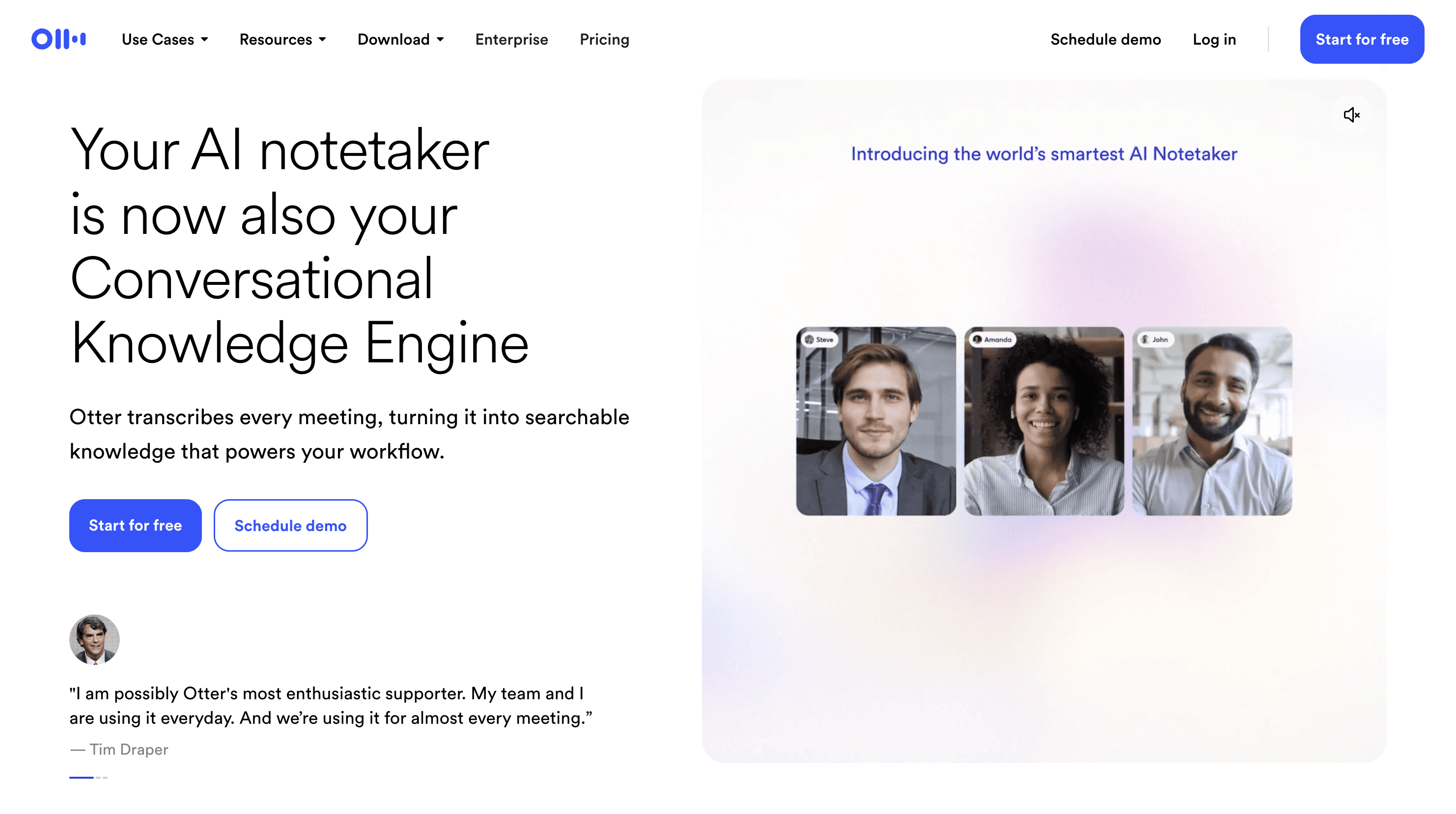 Otter.ai homepage screenshot