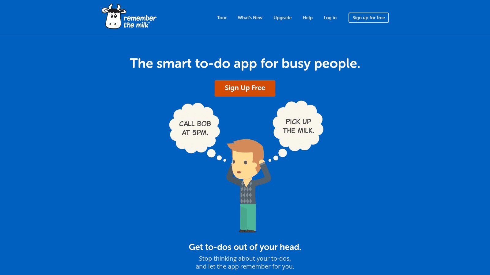 Remember the milk to-do app homepage screenshot