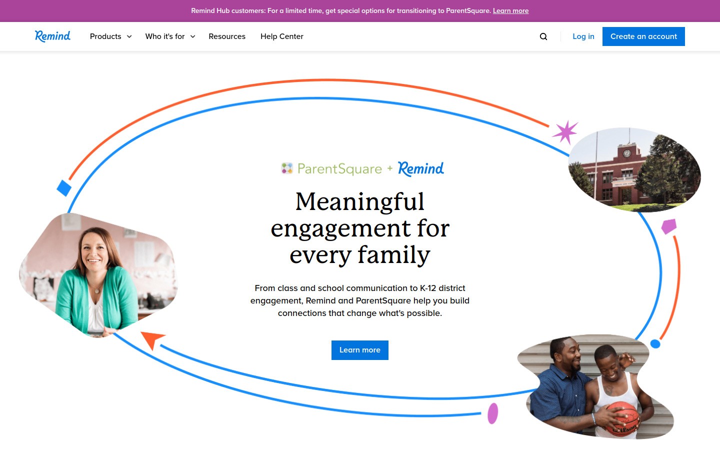 Remind homepage screenshot