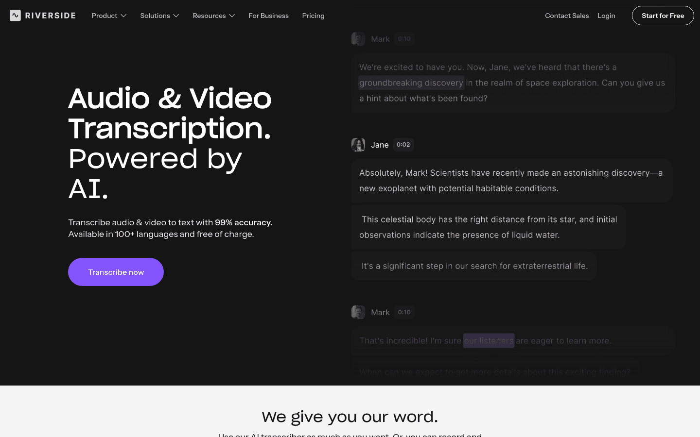 Riverside transcription software screenshot