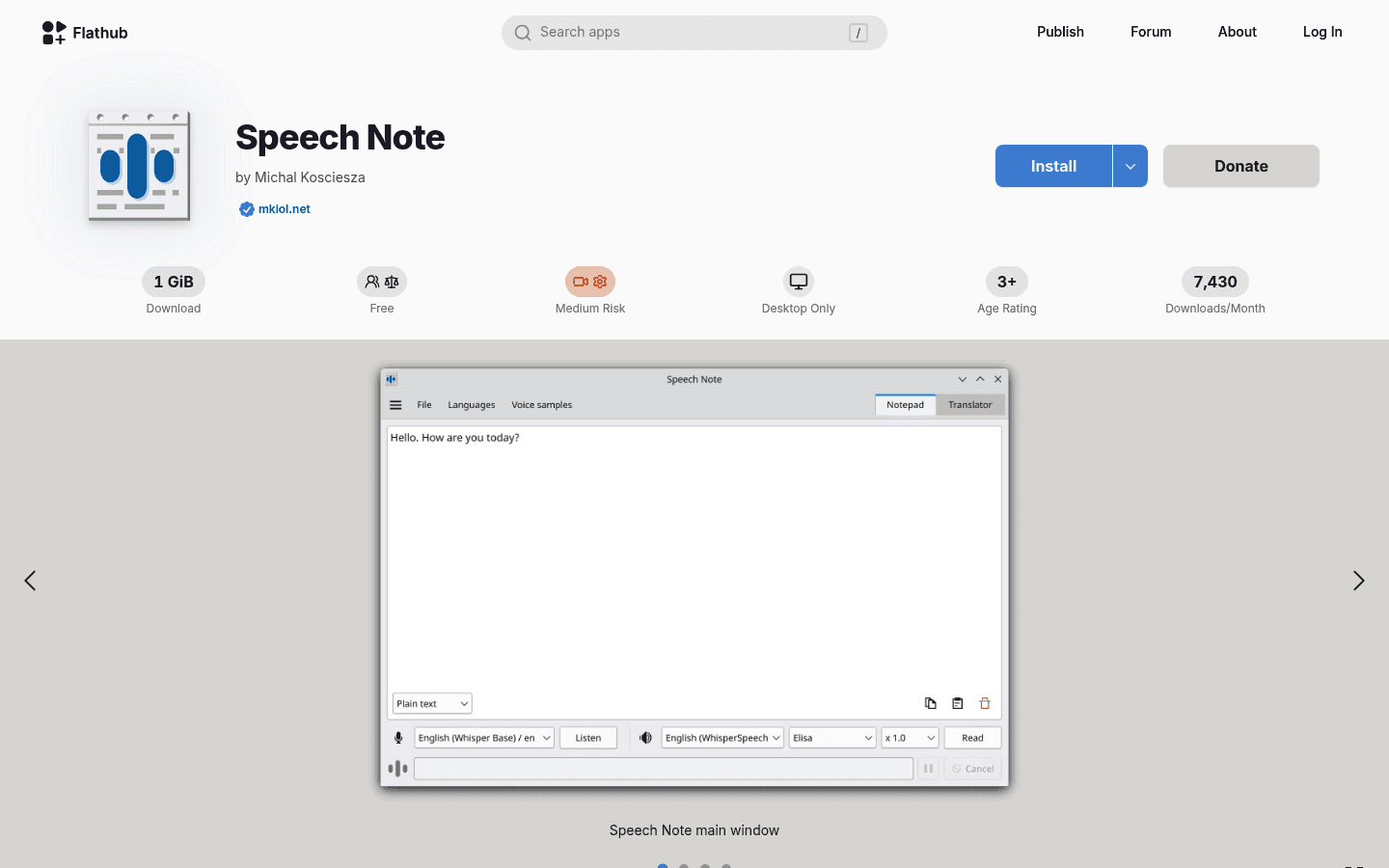 Speech Note Linux speech-to-text app on Flathub
