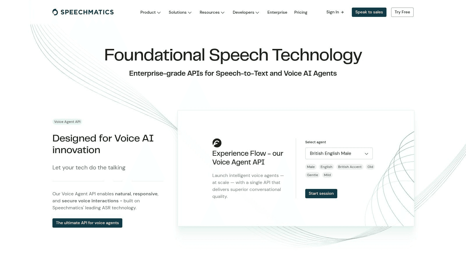 Speechmatics Speech and Text API homepage. 