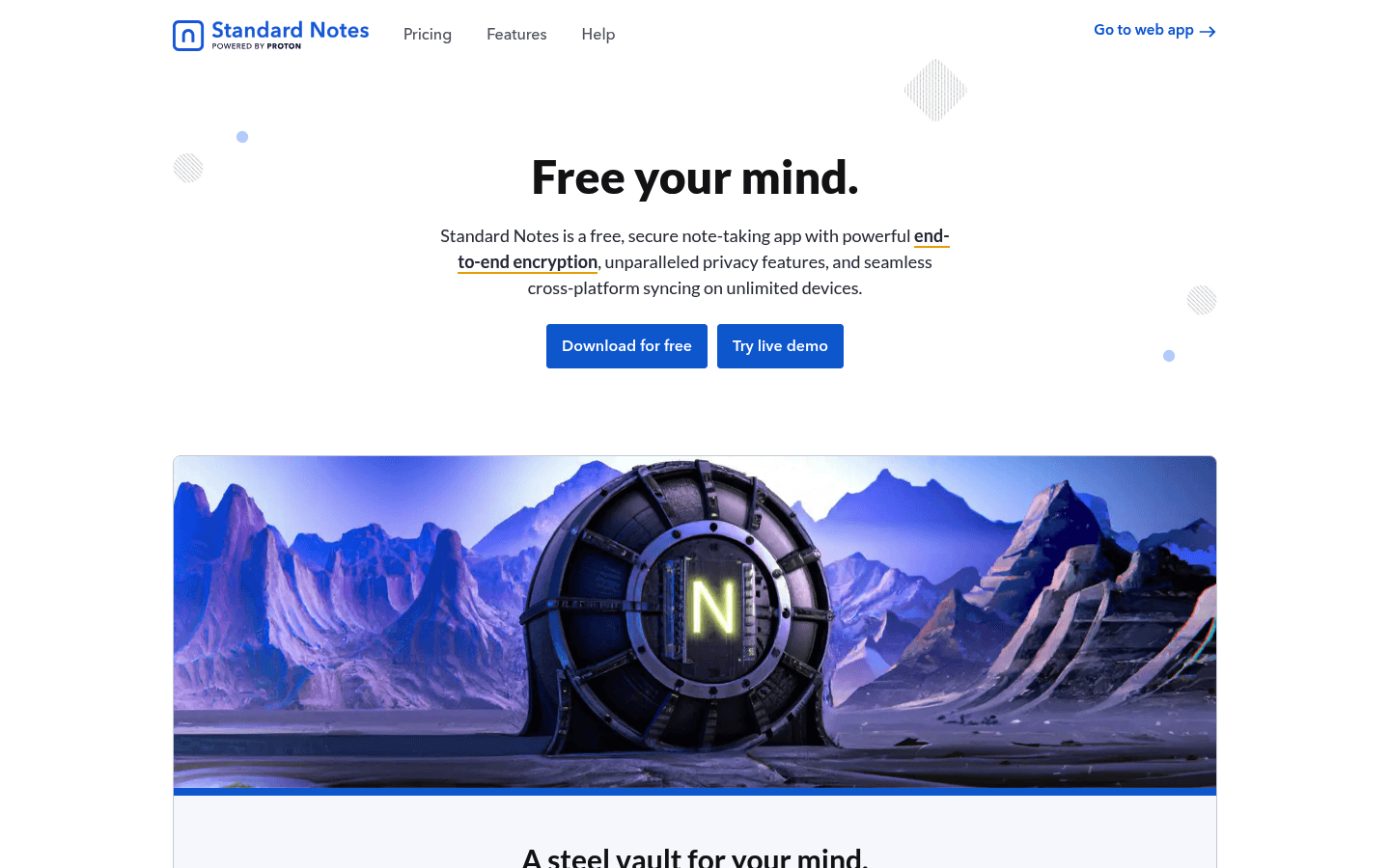 Standard Notes homepage screenshot