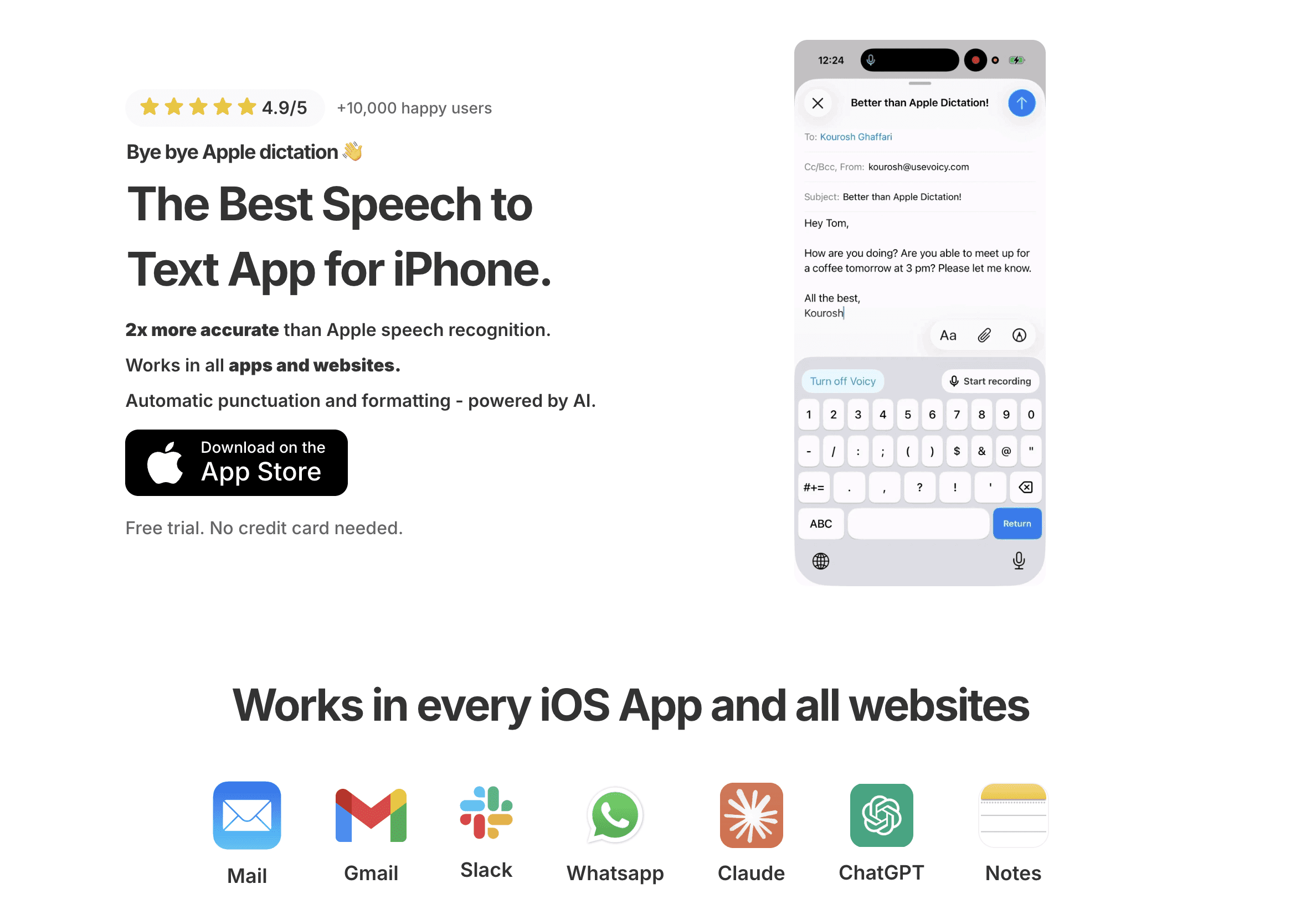 Screenshot of the Voicy iPhone App Landing Page