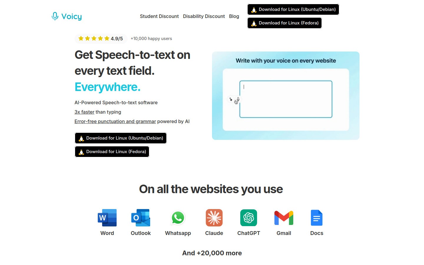 Screenshot of Voicy homepage