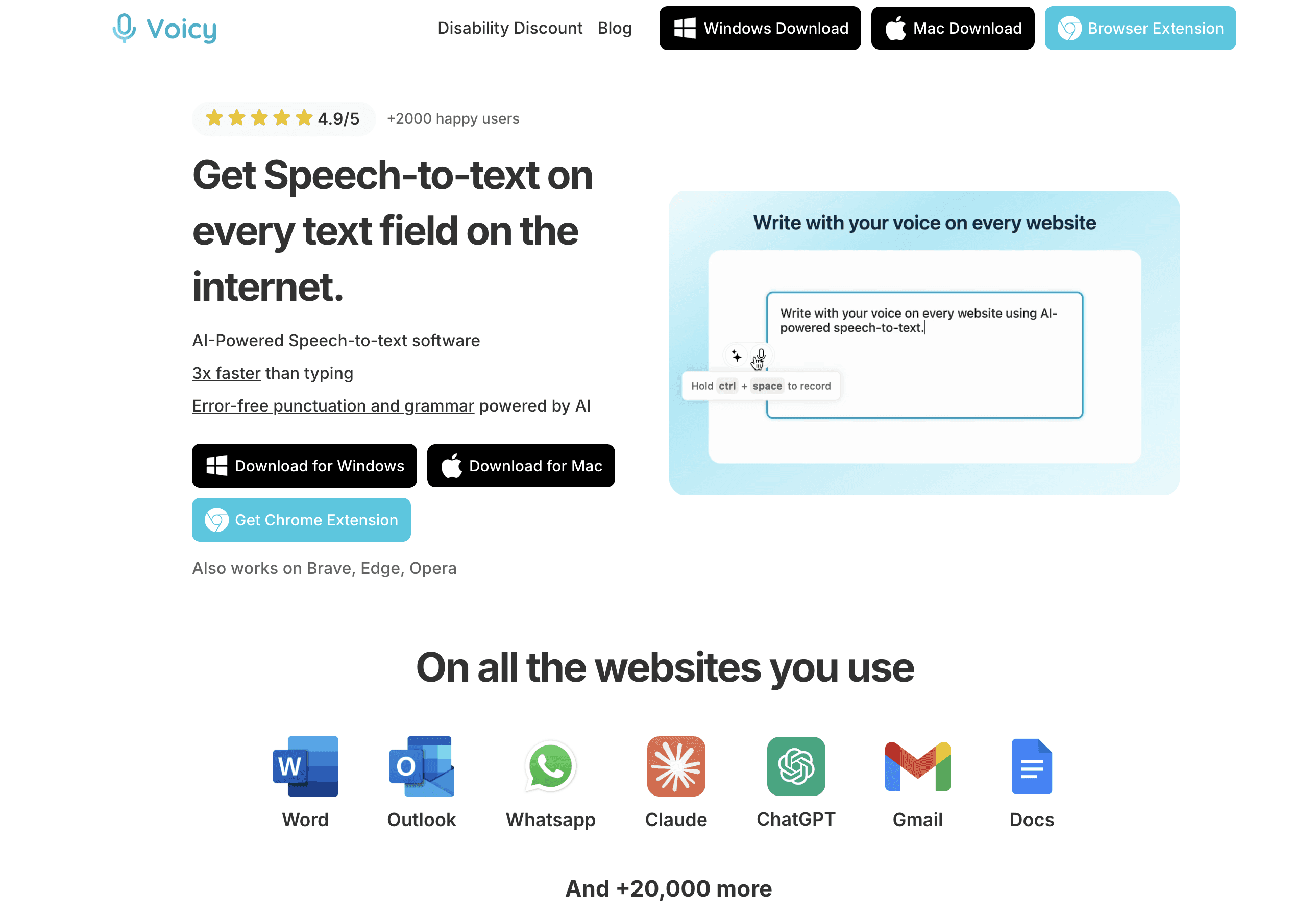 Voicy speech-to-text app screenshot