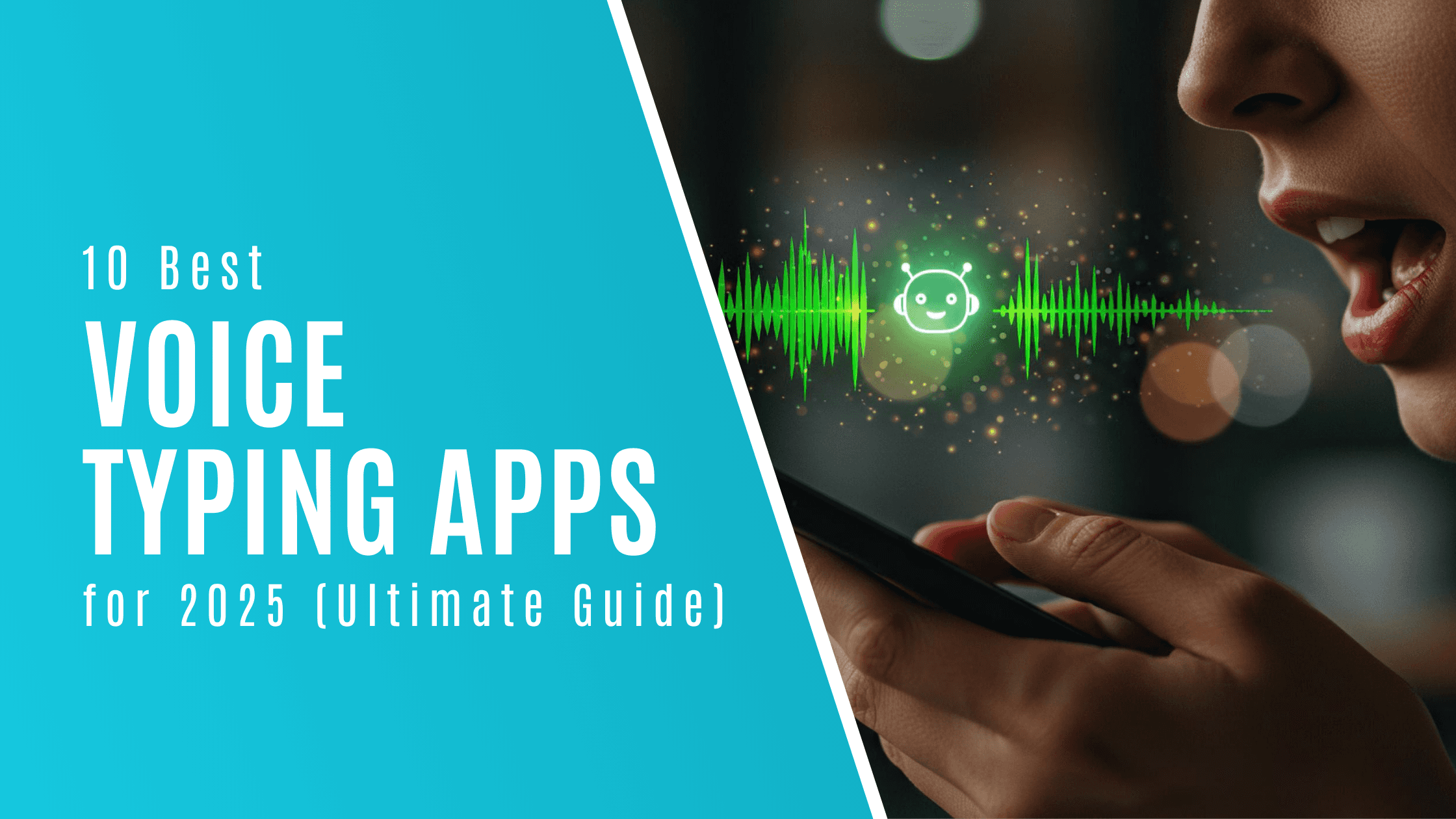 Cover image, white text on blue background that reads, "The 10 best voice typing apps for 2026." 
