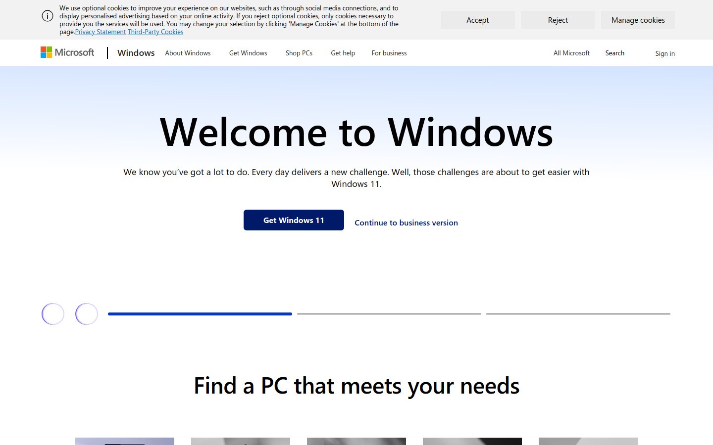 Windows Voice Access support page screenshot