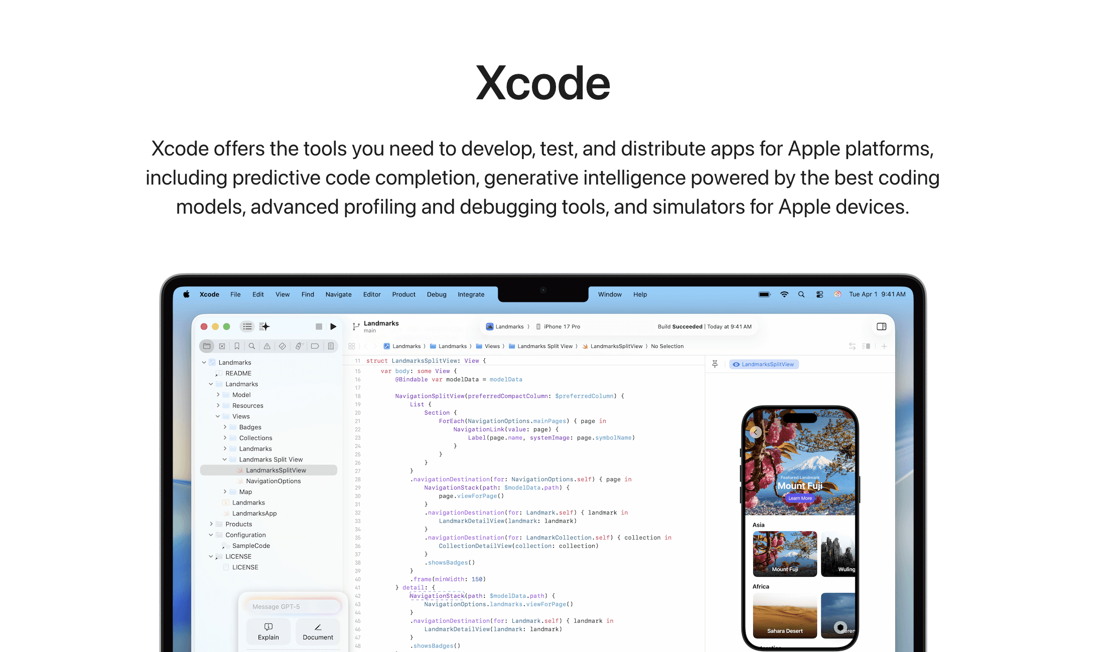 XCode Homepage Screenshot