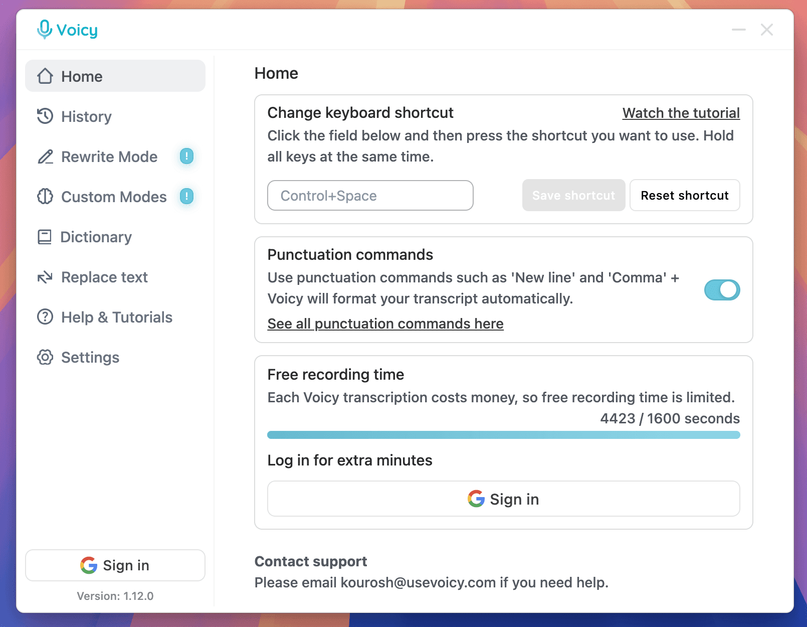 Voicy desktop app open on a computer